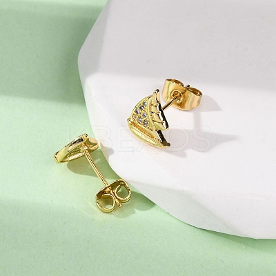 Brass Micro Pave Clear Cubic Zirconia Earrings LS-EJEW-D328-03G-01-1