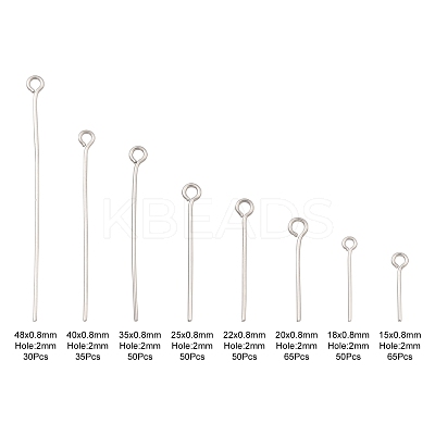395Pcs 8 Style 304 Stainless Steel Eye Pins STAS-FS0001-21-1