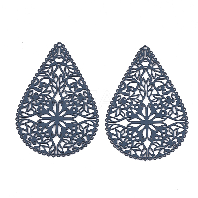 430 Stainless Steel Filigree Pendants STAS-S108-15B-1