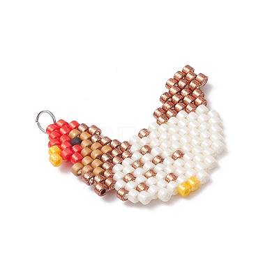 Handmade Glass Seed Beaded Pendants PALLOY-MZ00748-01-1