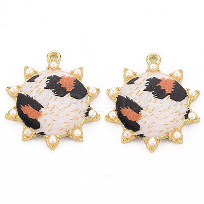 Rack Plating Printed Alloy Pendants LS-ENAM-Q445-010C-NR-1