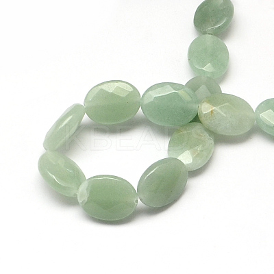 Faceted Oval Natural Green Aventurine Beads Strands G-R303-09-1