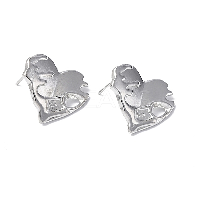Non-Tarnish 304 Stainless Steel Heart Stud Earrings for Women EJEW-F300-03P-1