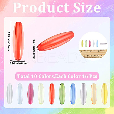 160Pcs 10 Colors Transparent Acrylic Beads TACR-SC0002-75-1