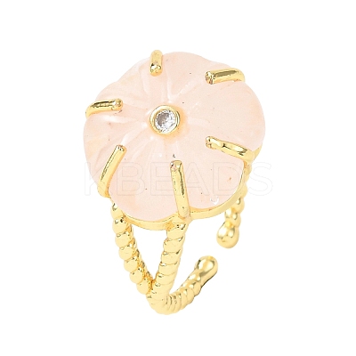 Flower Natural Mixed Stone Cuff Rings RJEW-G366-01G-1