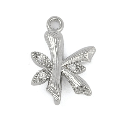 Brass Crystal Rhinestone Letter Links Connector Charms KK-S395-06P-K-1
