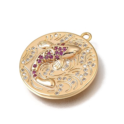 Brass Micro Pave Purple Cubic Zirconia Pendants CU-CBA7960-04G-1