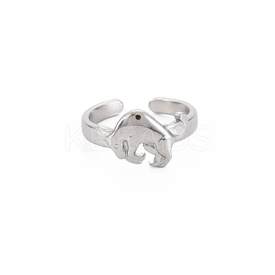 Non-Tarnish 304 Stainless Steel 12 Constellations/Zodiac Signs Open Cuff Ring for Women RJEW-S405-156P-K-1