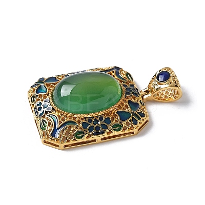 Natural Green Onyx Agate(Dyed & Heated) Rectangle Pendants KK-K399-18A-03-1
