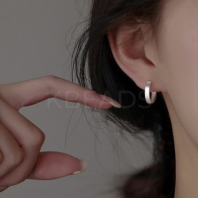 999 Fine Silver Hoop Earrings for Women EJEW-G372-01S-1