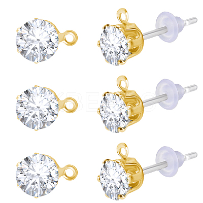 30Pcs Clear Cubic Zirconia Stud Earring Findings EJEW-BBC0002-07C-1