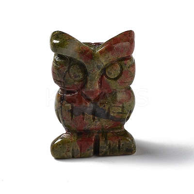Natural Unakite Owl Healing Figurines DJEW-Z005-01B-1