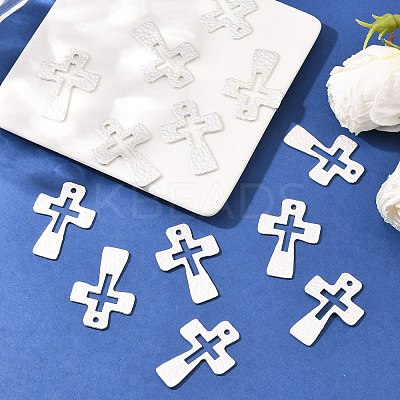 Hammered Cross Alloy Pendants PALLOY-D071-MS-1