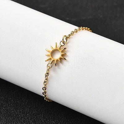 304 Stainless Steel Sun Link Bracelets BJEW-D308-01G-1