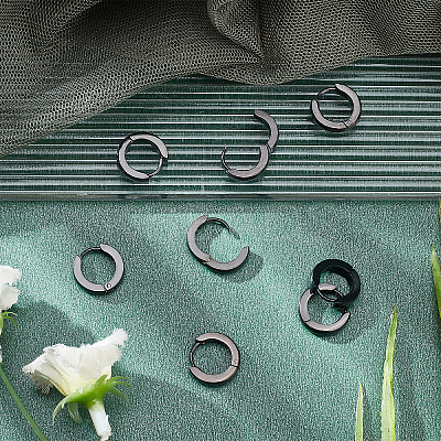 4 Pairs 304 Stainless Steel Chunky Huggie Hoop Earrings EJEW-UN0001-87-1