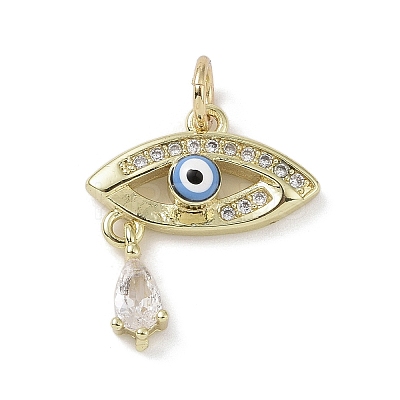 Real 18K Gold Plated Brass Micro Pave Cubic Zirconia Pendants KK-L209-069G-04-1