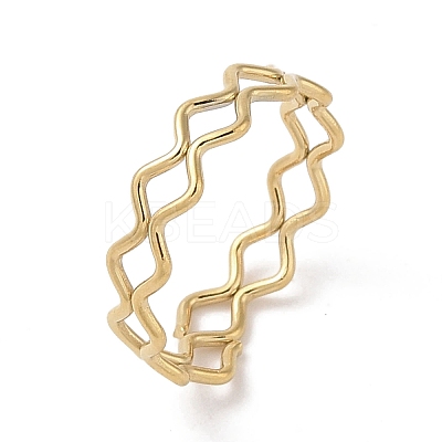 Ion Plating(IP) 304 Stainless Steel Wave Finger Rings for Women RJEW-G315-07A-G-1