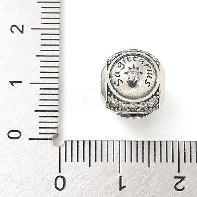 Brass Clear Cubic Zirconia European Beads FIND-M049-01AS-02-1