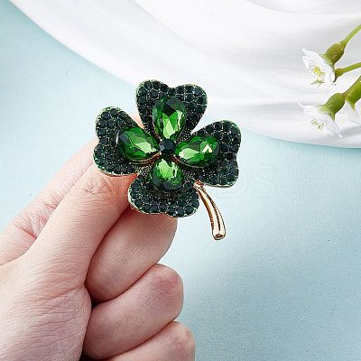 Cubic Zirconia Clover Brooch Pin JBR105A-1