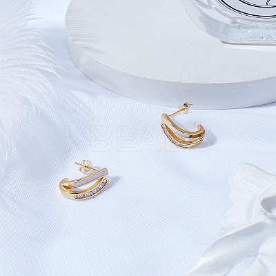 1 Pair Brass Micro Pave Clear Cubic Zirconia Enamel Stud Earrings for Women EJEW-LP0004-70-1