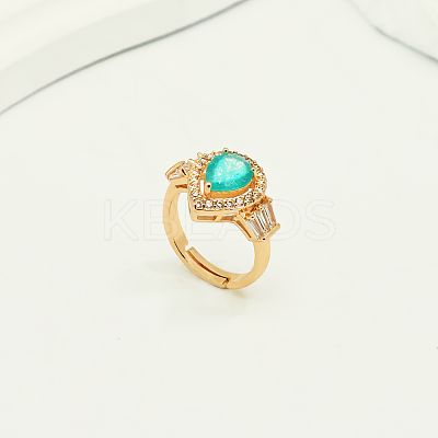 Adjustable Brass Micro Pave Cubic Zirconia Cuff Open Rings for Women SB7370-2-1