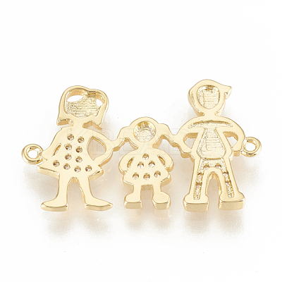 Brass Micro Pave Cubic Zirconia Links ZIRC-Q015-003G-1