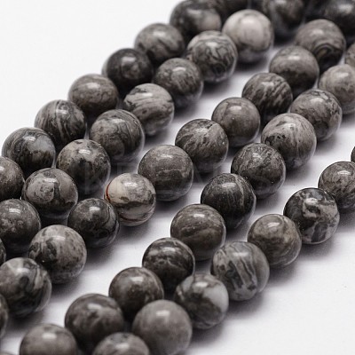 Natural Map Stone/Picasso Stone/Picasso Jasper Bead Strands X-G-D840-60-8mm-1