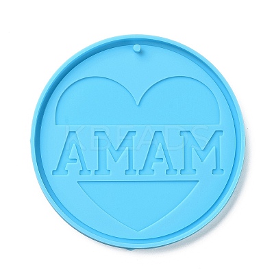 DIY Mother's Day Theme Flat Round Pendant Silicone Molds LS-SIMO-H010-02B-1