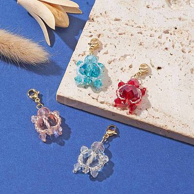 Tortoise Glass Bead Pendants Decorations HJEW-MZ00025-1