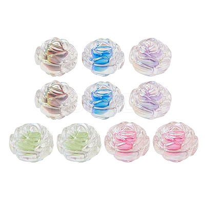 10Pcs 5 Colors UV Plating Rainbow Iridescent Acrylic Beads OACR-YW0001-56-1
