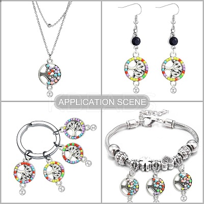 20Pcs 2 Styles Alloy Enamel Tree of Life Connector Charms FIND-CJ0001-62-1