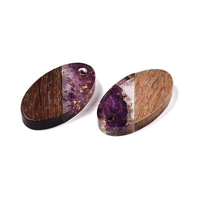 Transparent Resin and Walnut Wood Pendants RESI-T057-03H-1