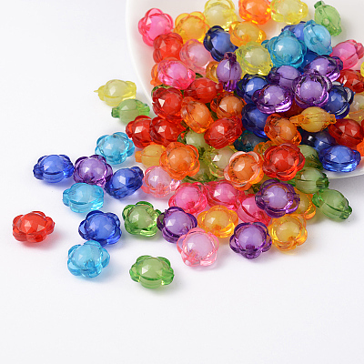 Mixed Color Transparent Faceted Flower Acrylic Beads X-TACR-S104-M-1