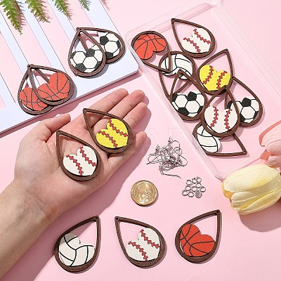 DIY Sports Ball Dangle Earring Making Kits DIY-YW0009-92-1