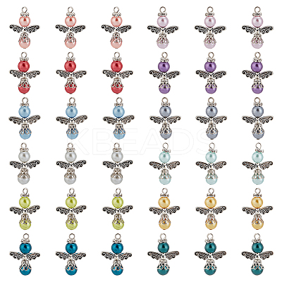 Baking Paint Pearlized Glass Pearl Pendants FIND-PH0008-14-1