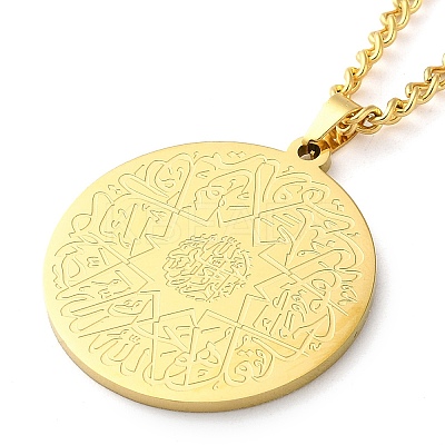304 Stainlessa Steel Curb Chain Pendant Necklaces LS-NJEW-H034-08G-1