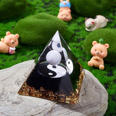 Orgone Pyramid Protection Crystal Gemstone Pyramid Reiki Positive Energy Pyramid Chakra Meditation Pyramid for Success Health Lucky Anti-Stress Decor Gift Collection (Black) JX348A-1