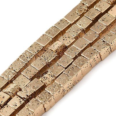 Electroplated Natural Lava Rock Beads Strands G-L606-E02-01D-1