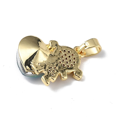 Real 18K Gold Plated Rack Plating Brass Micro Pave Clear Cubic Zirconia Pendants KK-C015-23G-09-1