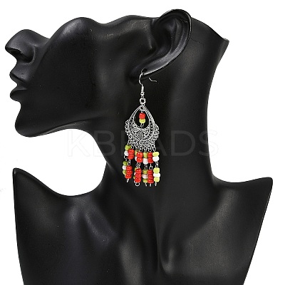 Alloy Glass Seed Beads Teardrop Chandelier Earrings EJEW-JE06509-01-1