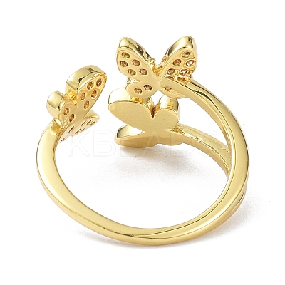 Butterfly Real 18K Gold Plated Cuff Rings for Girl Women Gift ZIRC-C021-14G-1