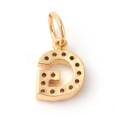 Brass Micro Pave Colorful Cubic Zirconia Charms ZIRC-F092-01-G-1