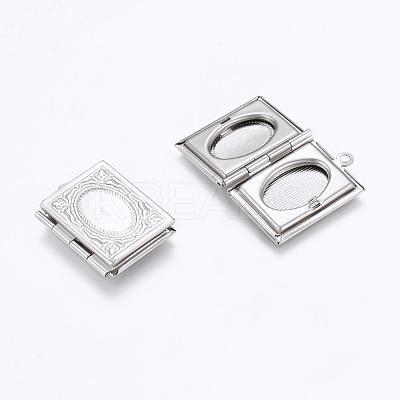 Tarnish Resistant 316 Stainless Steel Locket Pendants STAS-G146-25P-1