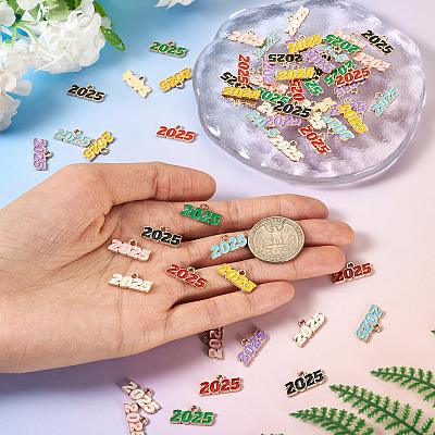 64Pcs 8 Colors Alloy Enamel Pendants ENAM-PJ0001-14-1