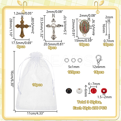 Wood Rosary Beaded Style Necklaces Bracelet Making Finding Kit DIY-PH0021-65-1