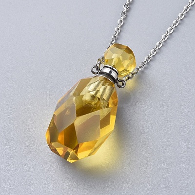 Natural Gemstone Perfume Bottle Pendant Necklaces NJEW-F251-11P-1