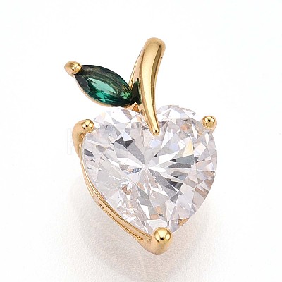 Brass Micro Pave Cubic Zirconia Charms KK-N261-09G-1