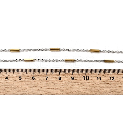 304 Stainless Steel Column Link Chain Necklaces for Women Men NJEW-A058-01GP-1
