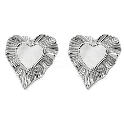 304 Stainless Steel Heart Stud Earrings EJEW-M233-20P-1