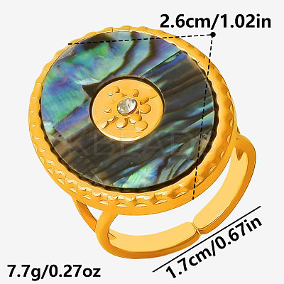 304 Stainless Steel with Natural Shell Cuff Open Rings for Women QD6142-3-1
